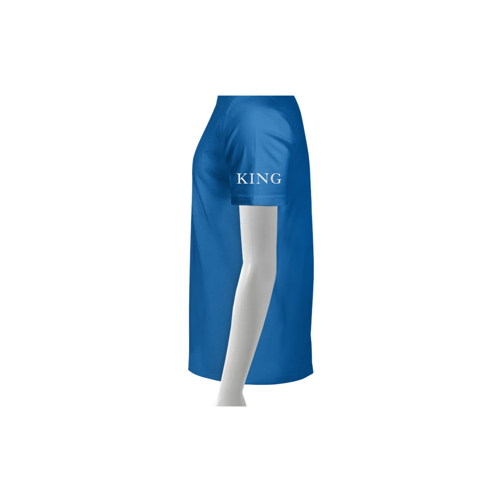 Royal shirt with 'KING' text on the left sleeve 