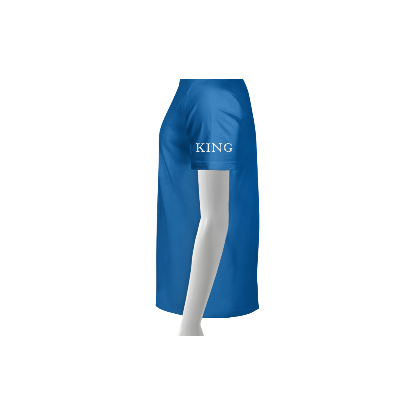 Royal shirt with 'KING' text on the left sleeve 