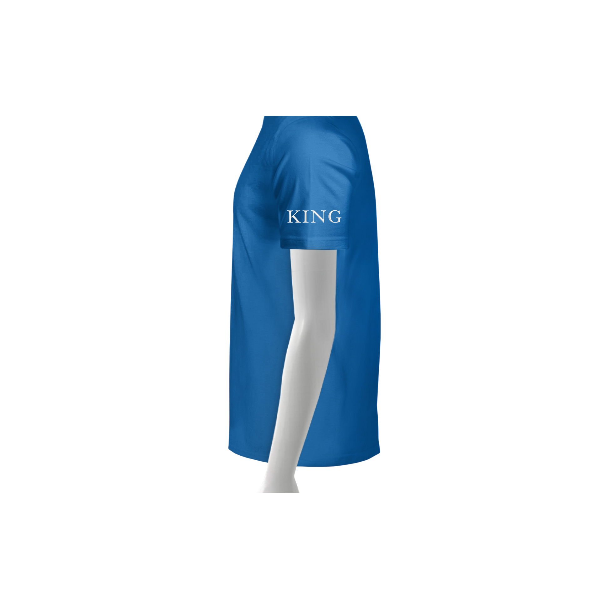 Royal shirt with 'KING' text on the left sleeve 